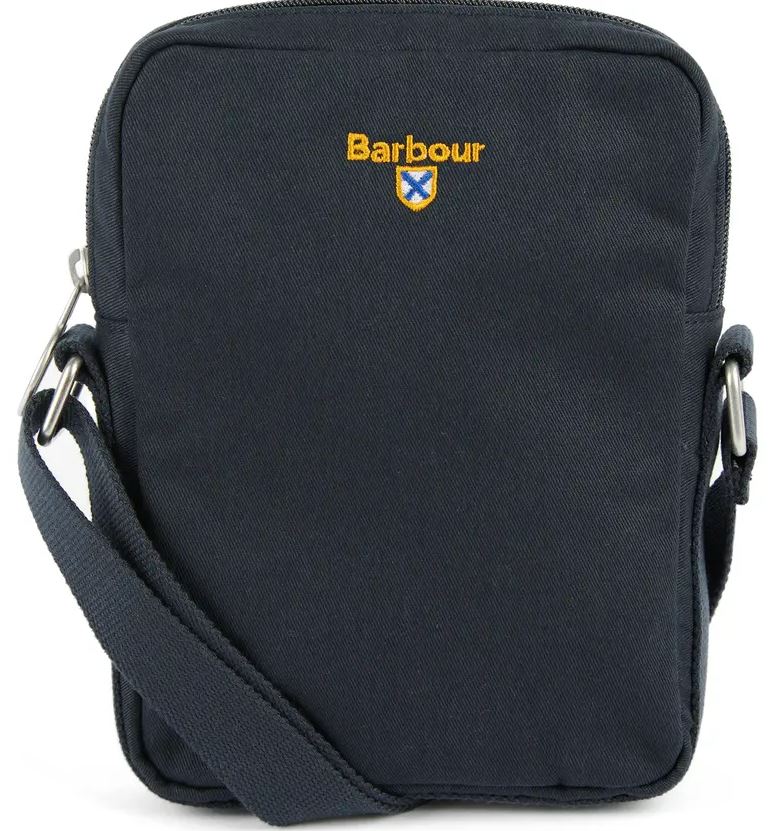 black cascade cotton flight bag with barbour logo