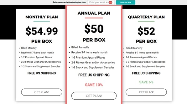 Barbella Box subscription plan screenshot