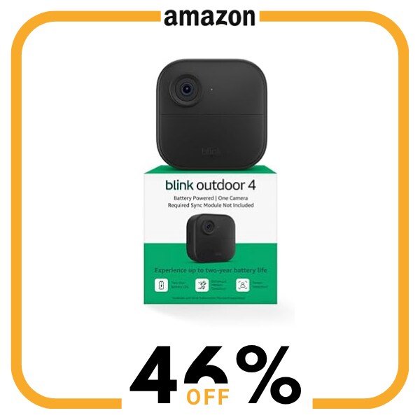 A black outdoor camera on a white and green box