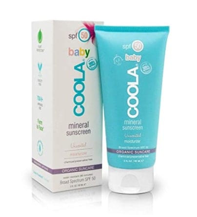 Tube of COOLA Organic Baby Mineral Sunscreen and packaging