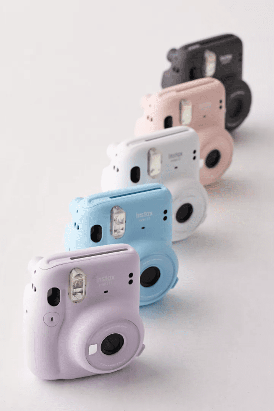 Fujifilm Instax Mini 11 instant camera in purple, blue, white, pink and black