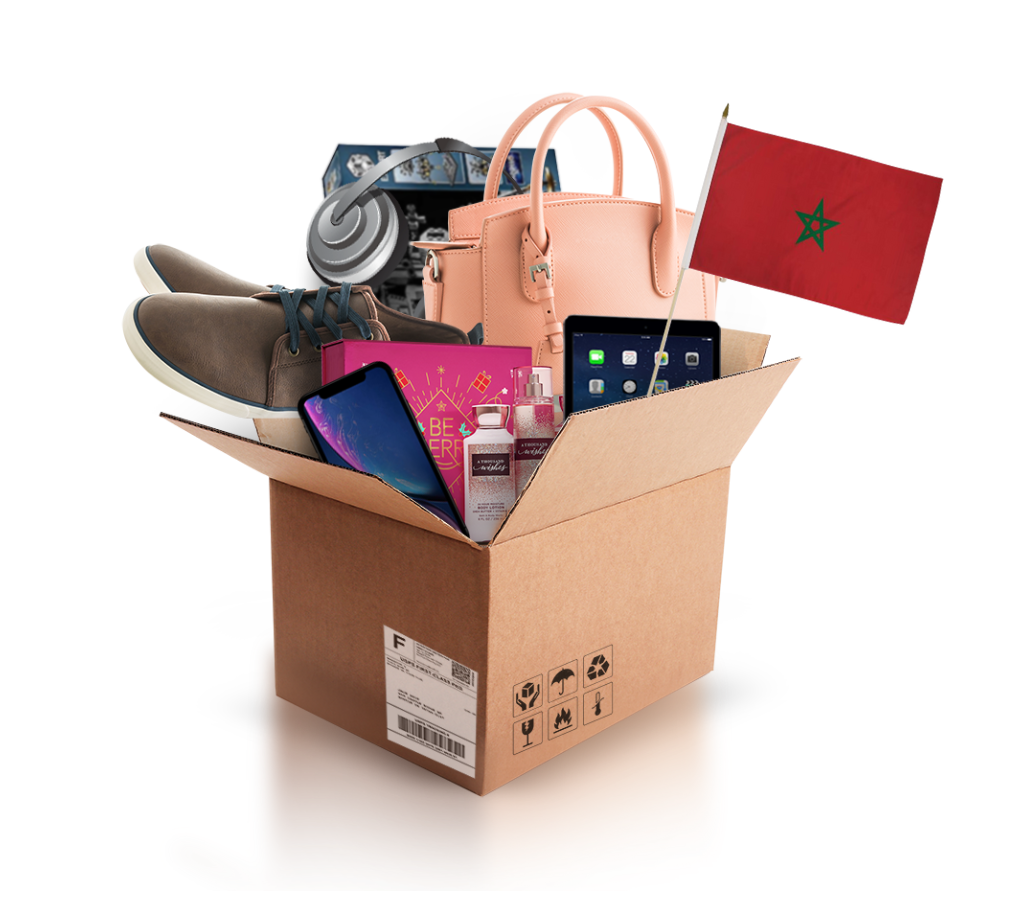 box with various products and the flag of morocco