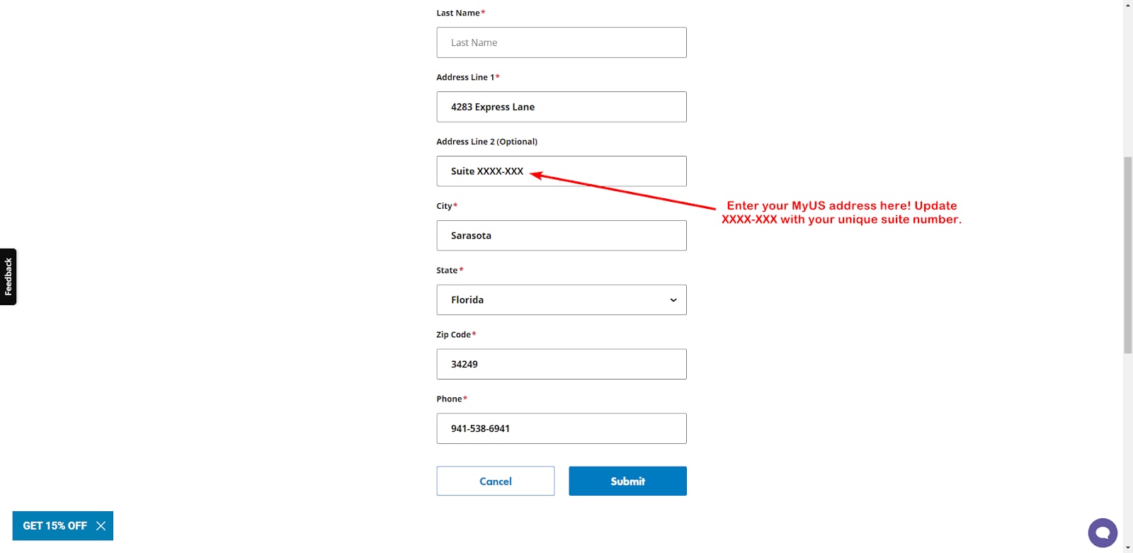 How to Add MyUS Address to Party City Account