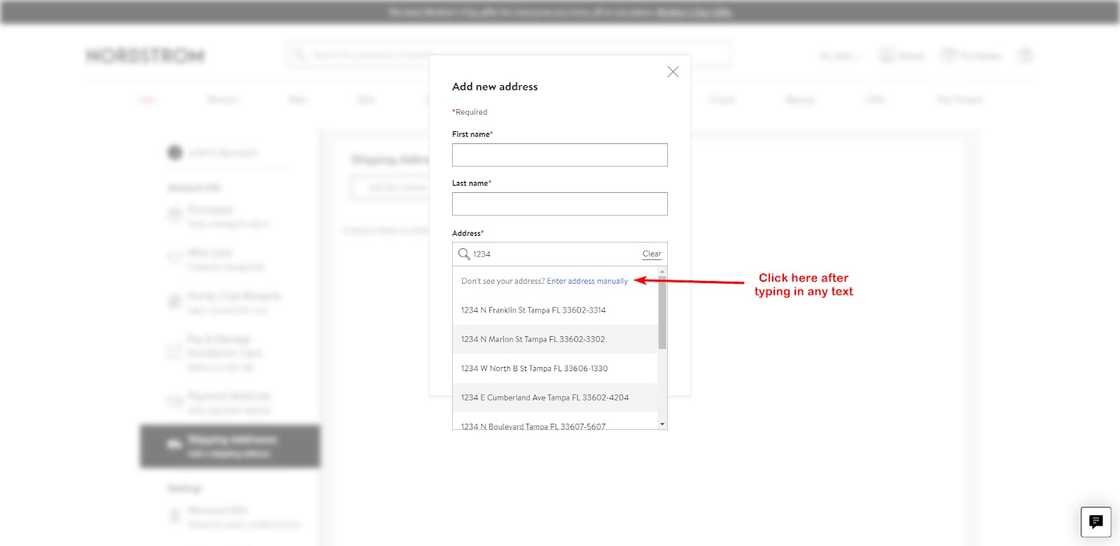 How to Add MyUS Address to Nordstrom Account