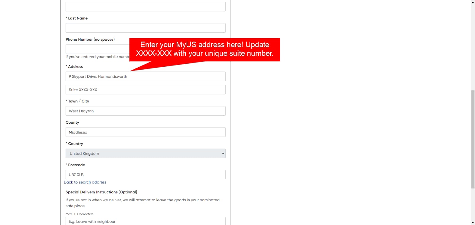 Add MyUS Address to The Works Guest Checkout