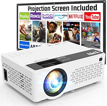 TMY Projector 7500 Lumens with Projector Screen