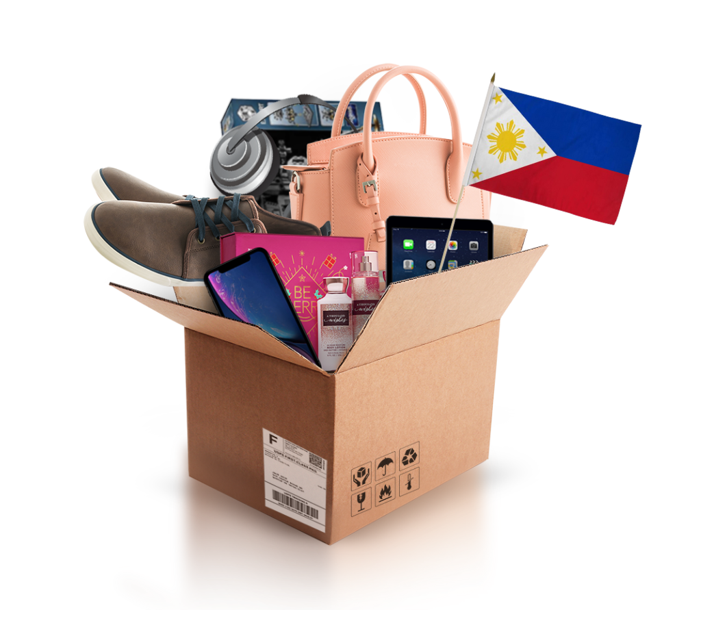 box with various products and the flag of philippines