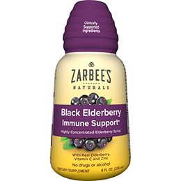 Zarbee's Naturals Black Elderberry Immune Support Bottle with Real Elderberry, Vitamin C & Zinc