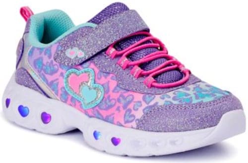 Athletic Works Light-Up Athletic Sneaker with hearts and glitter