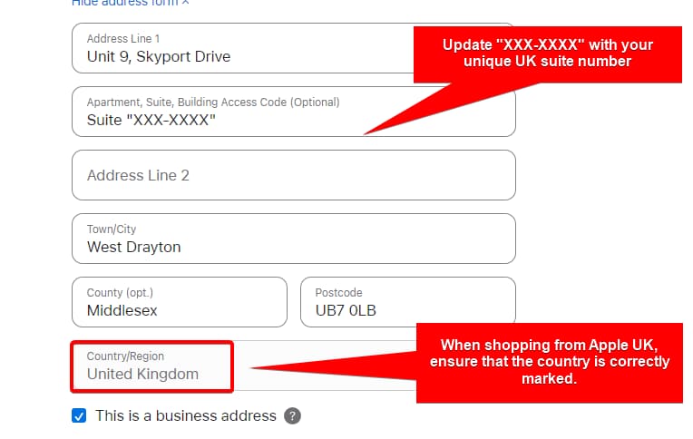 Adding your UK address to Apple checkout