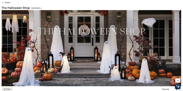 potterybarn.com The Halloween Shop collection page