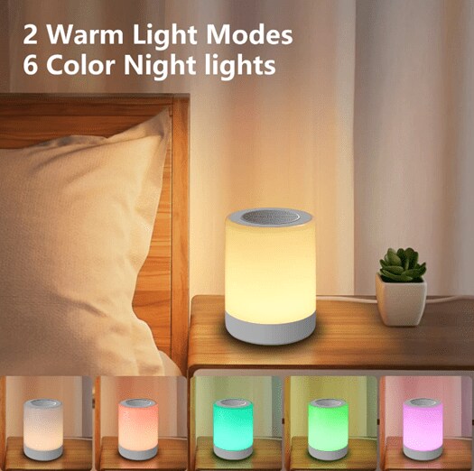 A photo showing the various colors and light modes of YYDSKIT’s white noise machine