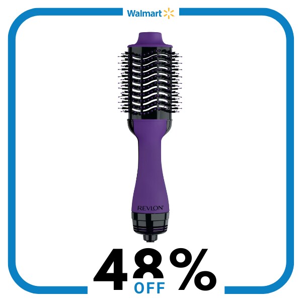 A purple and black hair drying brush