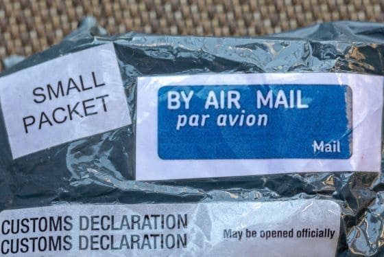 Small package with customs declaration label