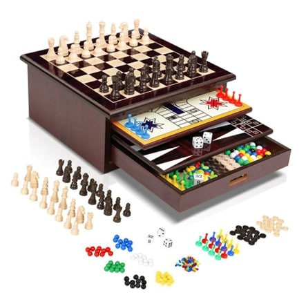 10-in-1 wooden board game set