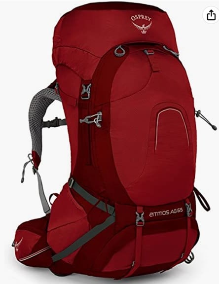 Dark red Orsey Atmos AG 65 backpack