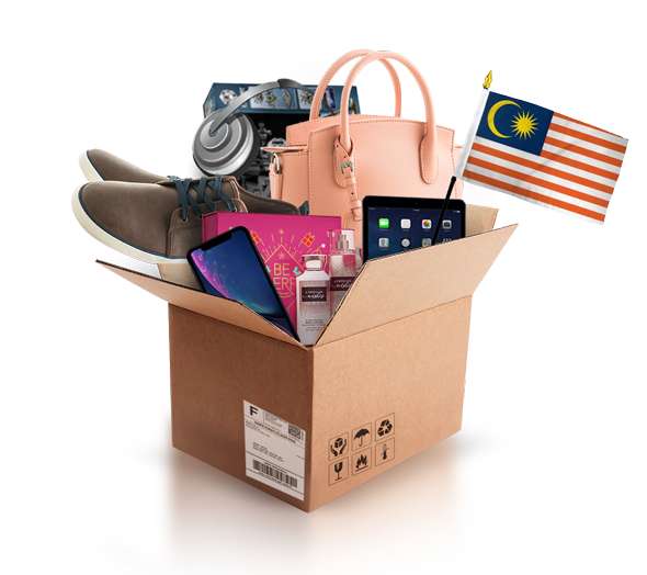 box with various products and the flag of malaysia