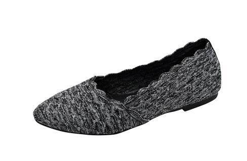 Skechers Women's Cleo-Honeycomb Ballet Flat, Black/Charcoal, 10 M US