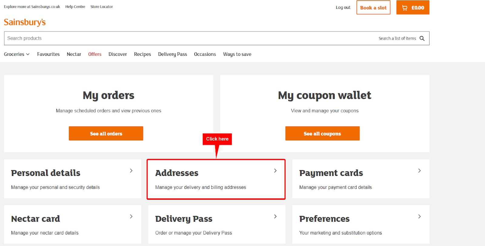 Sainsbury's Account Information