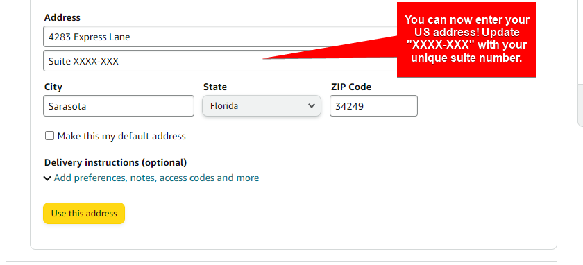 Using your US MyUS address with Amazon