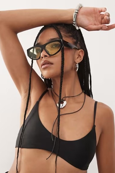 Black longline bralette top