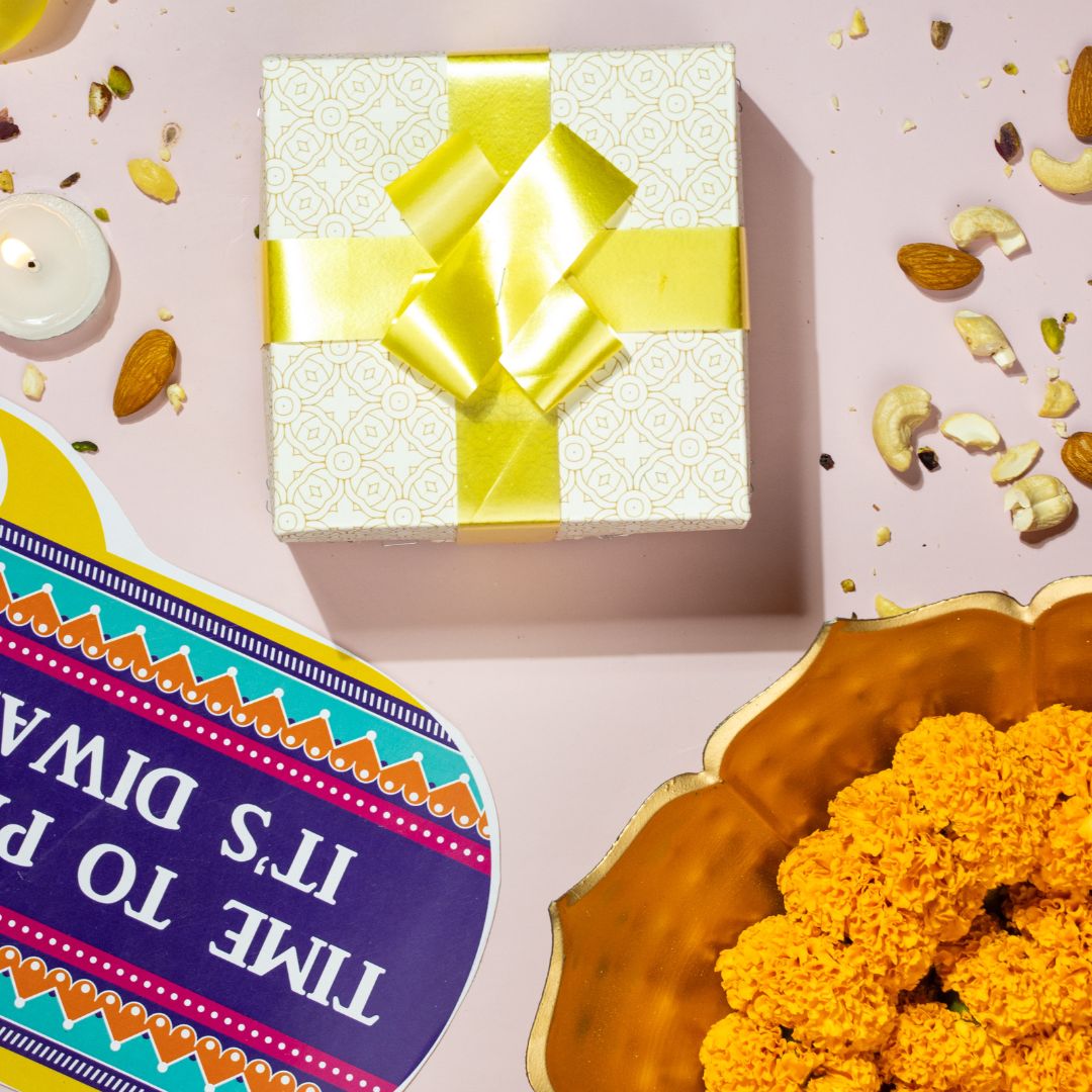 Diwali gift on a decorated table