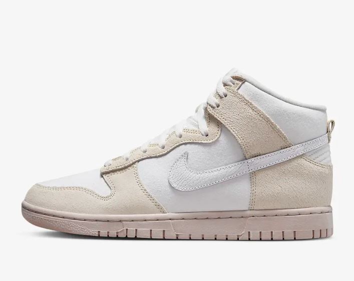 Salt washed beige and white Nike Dunk shoes