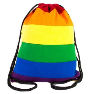 Durable Rainbow Striped Fabric Drawstring Backpack LGBT Gay Pride Alliance Sling Bag