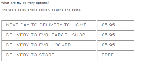 Reiss Shipping and Delivery