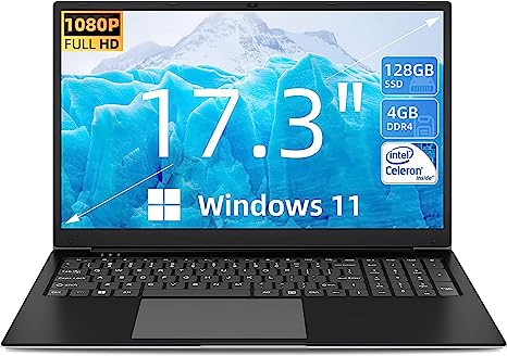 black 17 inch laptop with windows 11 operating system