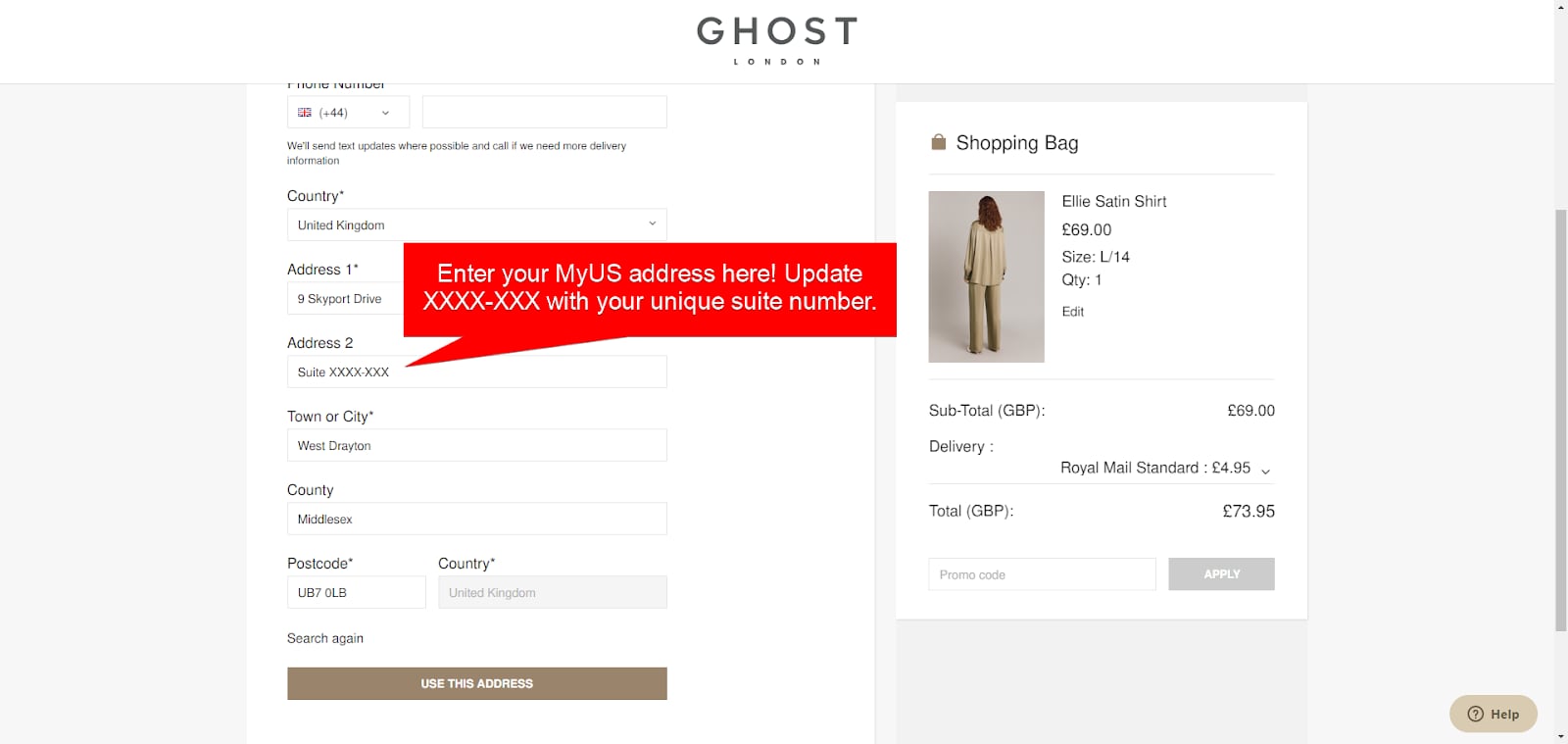 Add MyUS Address to Ghost Guest Checkout