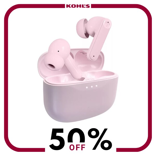 A pair of pink eadbuds in a case