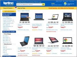 TigerDirect laptops product page