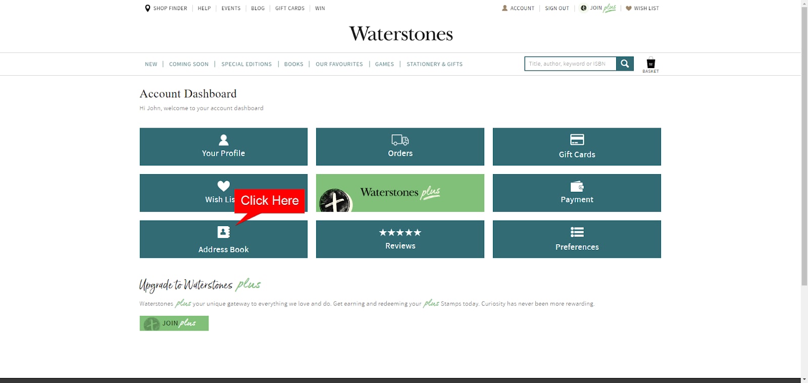 Waterstones Account Information