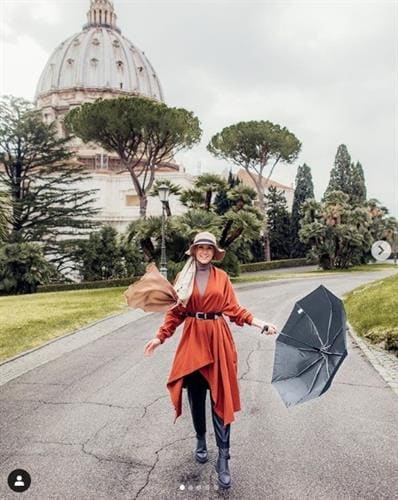 Qatari influencer Eileen Lahi enjoying a walk around the Vatican Gardens