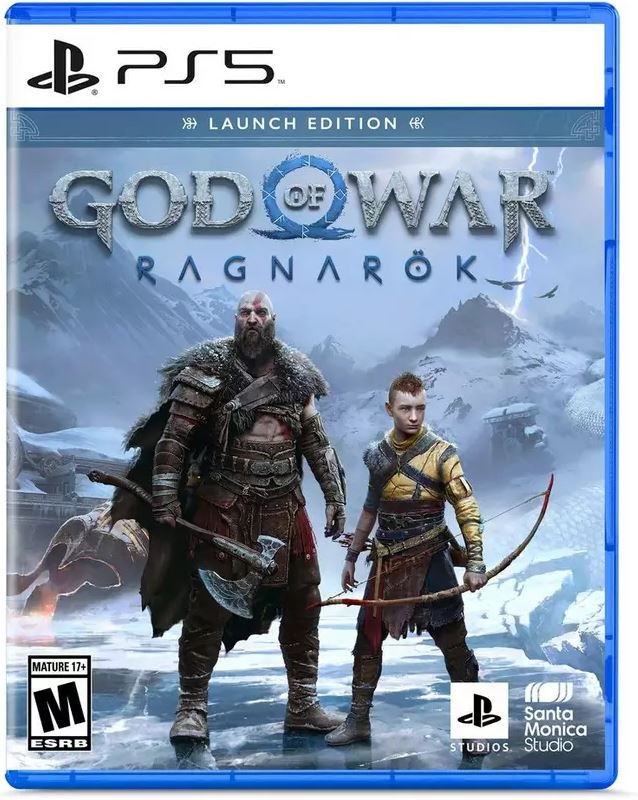 ps5 god of war ragnorak with characters Kratos and Atreus on the cover