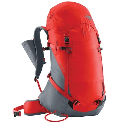 Red and gray The North Face Proprius 50 backpack