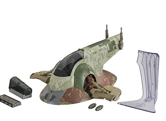 A photo of an open Slave 1 ship with a few detachable details on the side