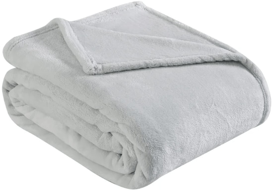 A gray Eddie Bauer Ultra Soft Plush Solid Gray/Ivory Blanket