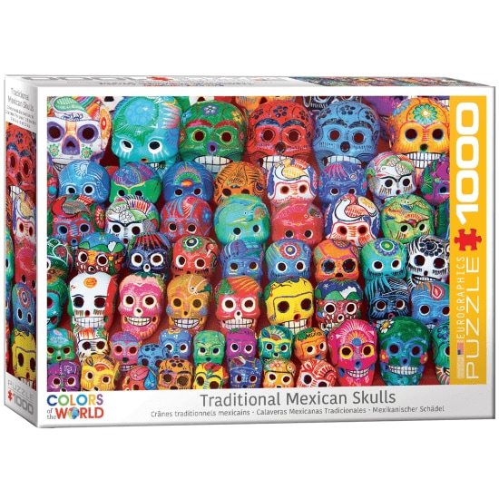 Eurographics 1000-piece jigsaw puzzle with colorful traditional Mexican skulls