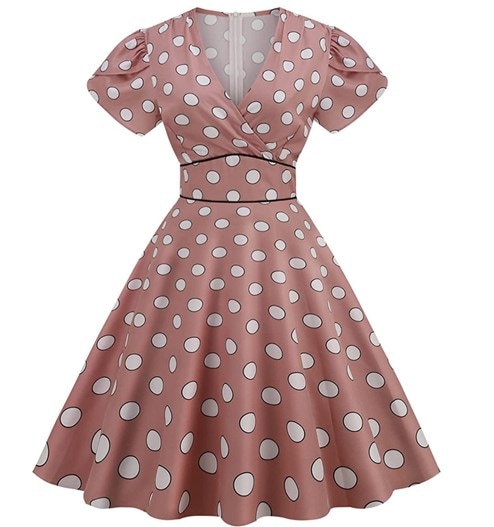 A light pink polka dot V-neck dress by TWGONE