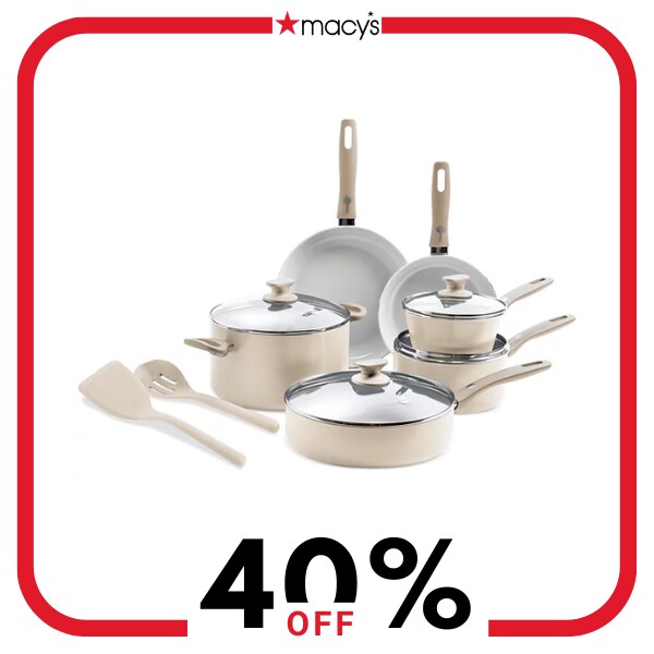 A 12 piece set of taupe cookware
