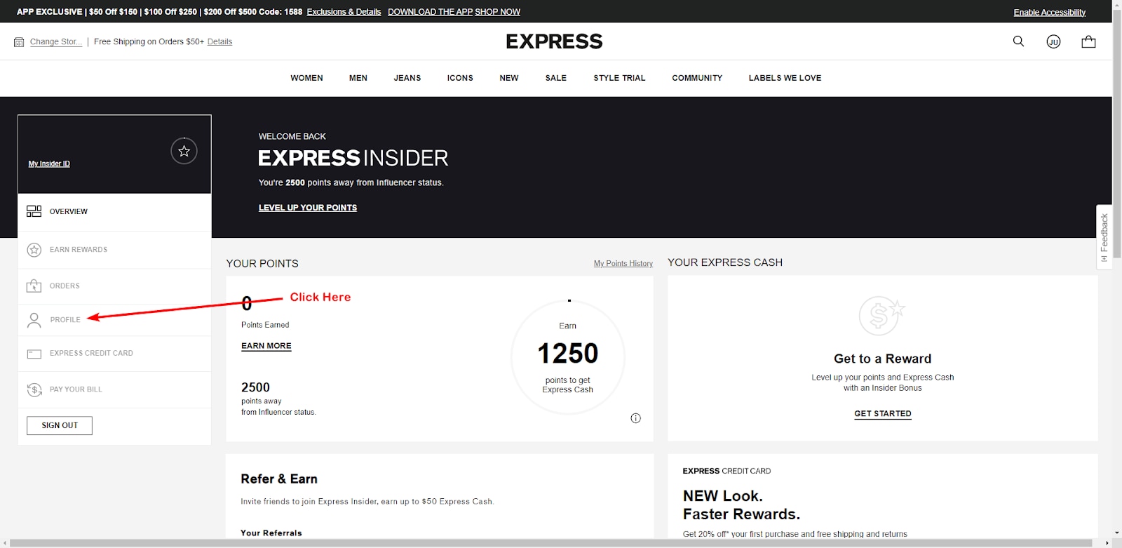 Express Account Dashboard