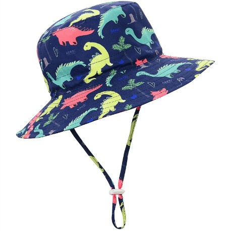 Baby Sun Hat UPF 50+ Sun Protective Toddler Bucket Hat Summer Kids Beach Hats Wide Brim Outdoor Play Hat for Boys Girls 2-4T 01 Navy Dinosaur