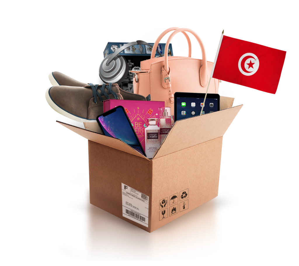 box with various products and the flag of tunisia