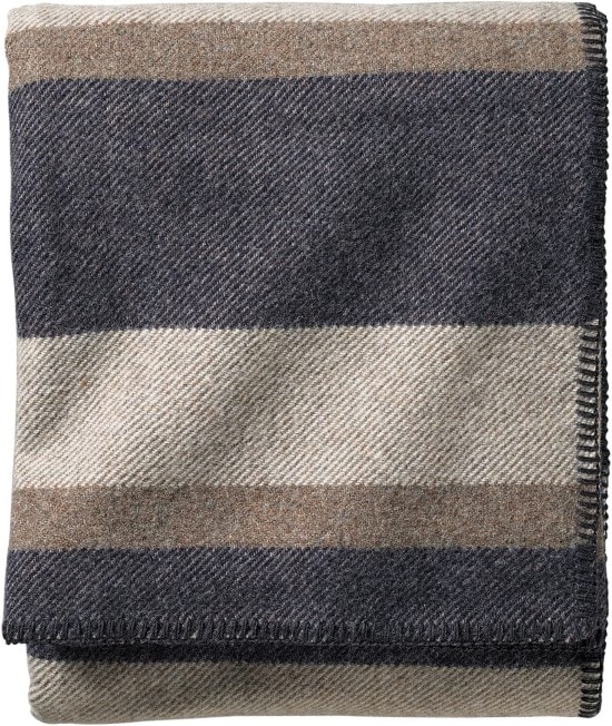 Pendleton eco-wise wool blanket in midnight navy stripes