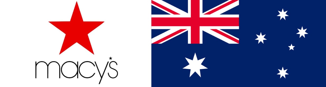 Macy's logo and flag of Australia