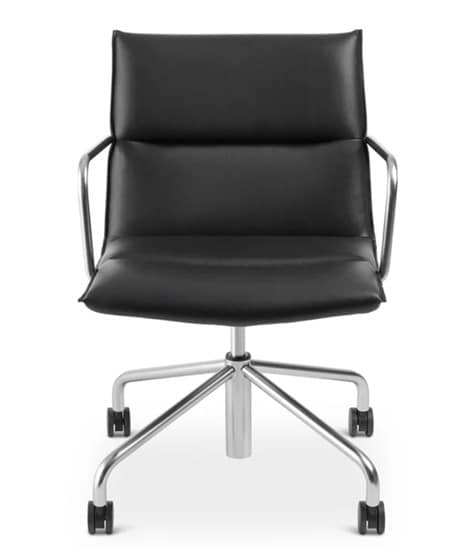 A black faux-leather ergonomic office chair from AllModern