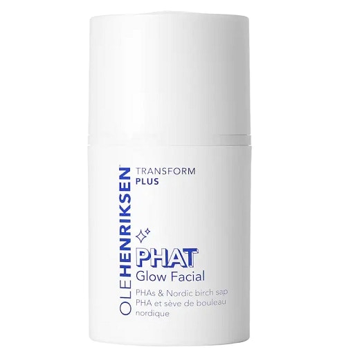 White tub of Ole Henriksen PHAT Glow Facial™ Mask with blue text