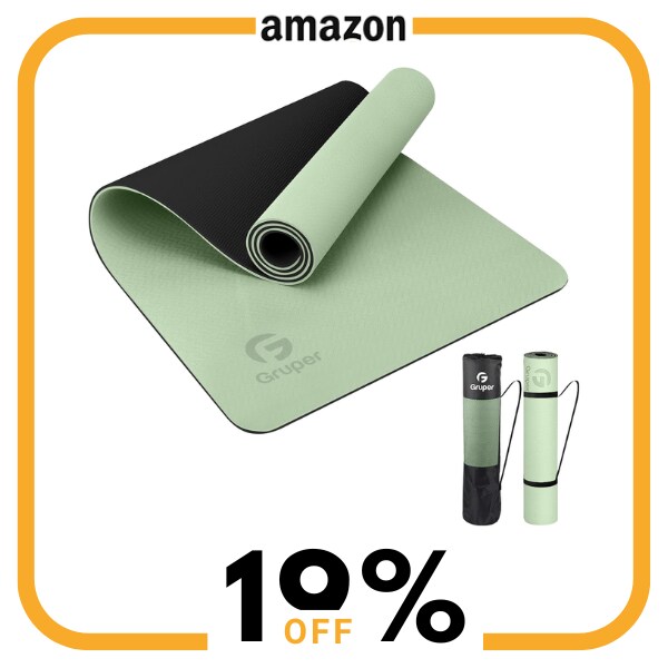 A green and black yoga mat